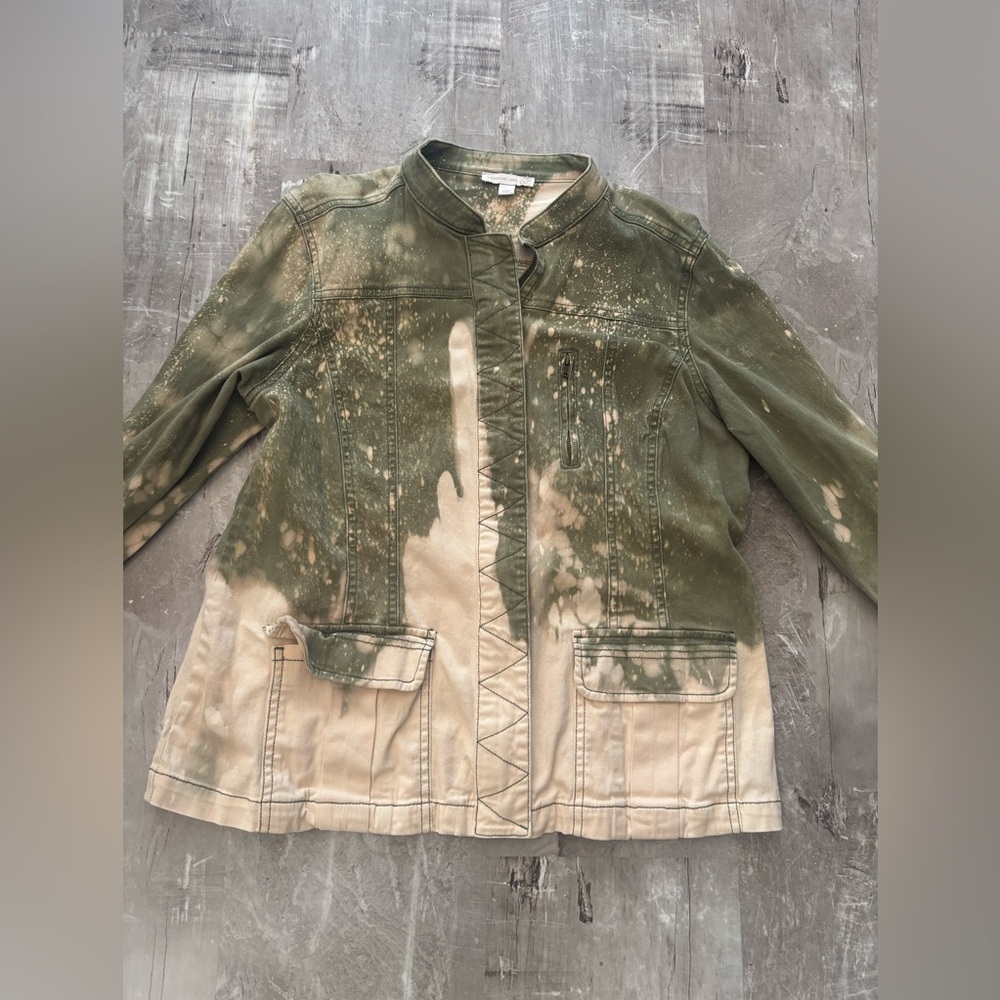 Westport 1962 Olive and Cream Utility Upcycled and Distressed Jacket